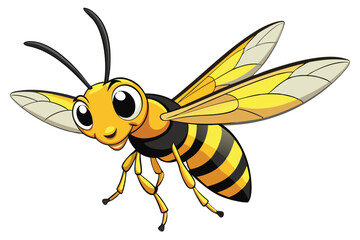 cartoon wasp flying on white