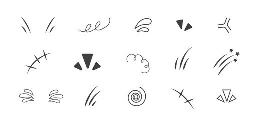 Anime Emotion effect collection. Emotion mark. Stars overhead anime emotions. Hand drawn Vector illustration.