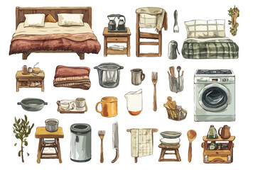 a set of house hold objects