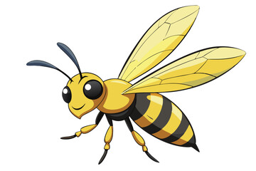 cartoon wasp flying on white