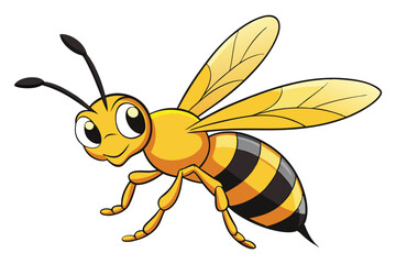 cartoon wasp flying on white