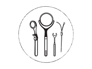 Laryngoscope line art detailed healthcare sketch