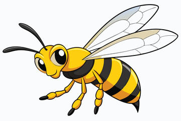 cartoon wasp flying on white