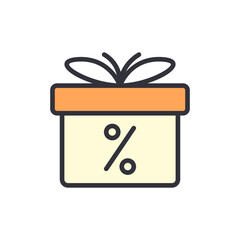 Discount gift colored icons, minimalist vector illustration ,simple transparent graphic element .Isolated on white background