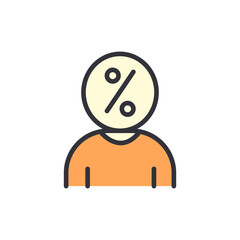 User discount colored icons, minimalist vector illustration ,simple transparent graphic element .Isolated on white background