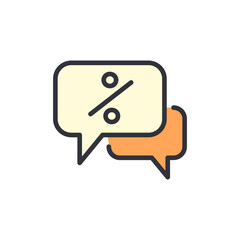 Fototapeta premium Discount chat colored icons, minimalist vector illustration ,simple transparent graphic element .Isolated on white background