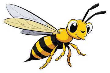cartoon wasp flying on white