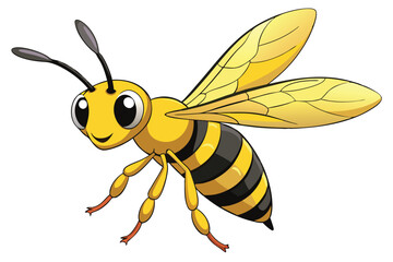 cartoon wasp flying on white