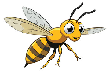 cartoon wasp flying on white