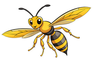 cartoon wasp flying on white
