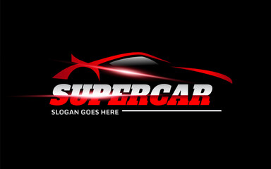 Red super car vector logo template