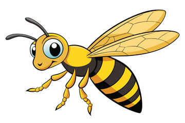 cartoon wasp flying on white