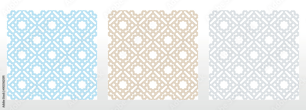 Leinwandbilder Set of abstract geometric patterns. Seamless vector backgrounds. Colored ornaments Graphic modern patterns Simple lattice graphic design