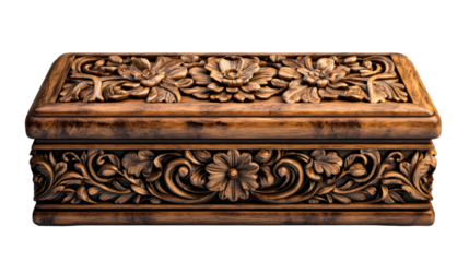 Elegant wooden box with intricate floral carvings