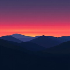 Obraz premium Sunset on the mountains.Pink illustration of a mountain landscape.