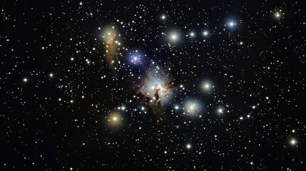 Fototapeta premium Cosmic Nebula with Bright Stars and Interstellar Dust in Dark Space