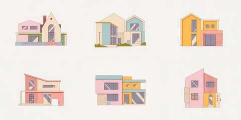 Colorful contemporary home illustrations