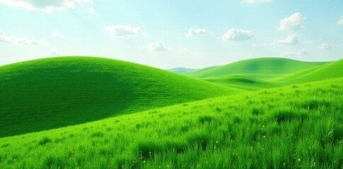 Obraz premium Rolling hill covered in emerald green grass, gentle slope, rolling hills, nature scenery