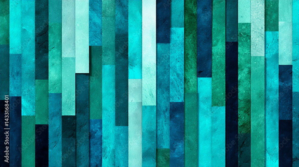 Aufkleber Abstract background of textured teal and blue vertical stripes creating a geometric pattern Ideal for modern design projects or as a backdrop