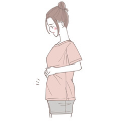 お腹がぽっこりしている女性のイラスト
