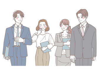 談笑しながら歩いている会社員たち