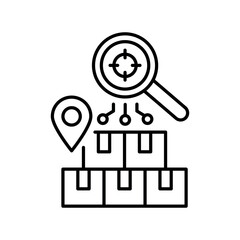 AI package tracking black line icon for digital and print projects.