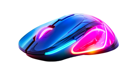Colorful gaming mouse with sleek design and lights