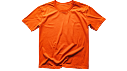 Bright orange t shirt on a plain background