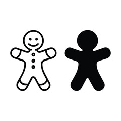 Set gingerbread man icon silhouette vector on white background