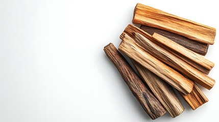  Cinnamon sticks on white background with copy space