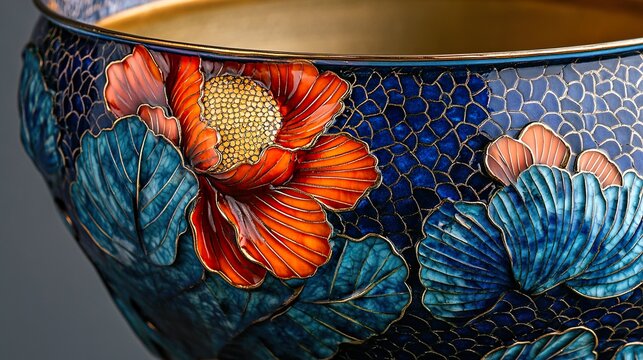 Exquisite Floral Enamel Bowl