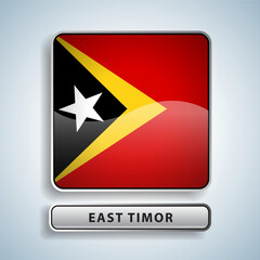 East Timor flag square button Isolated on color gradient background. Exclusive Icon flag