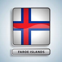 Obraz premium Faroe Islands flag square button Isolated on color gradient background. Exclusive Icon flag