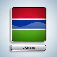 Gambia flag square button Isolated on color gradient background. Exclusive Icon flag