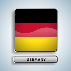 Germany flag square button Isolated on color gradient background. Exclusive Icon flag