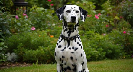 Realistic Dalmatian dog sitting