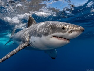 Fototapeta premium Great white shark in the ocean