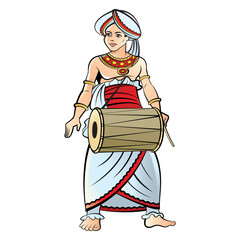 Sri Lanka traditional male drummer vector art