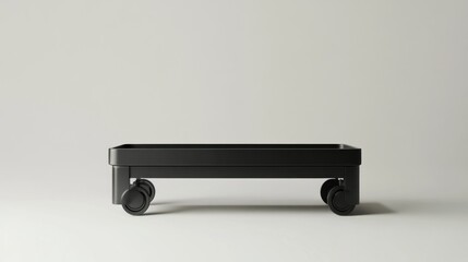 Black plastic utility cart on wheels