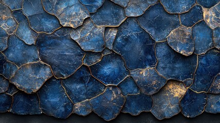 Deep blue, textured, stone mosaic pattern.
