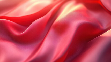 Obraz premium Vibrant abstract fabric texture with smooth flowing folds and glossy silky sheen in rich shades of red and pink for fashion design or artistic background