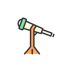 Telescope colored icons, minimalist vector illustration ,simple transparent graphic element .Isolated on white background