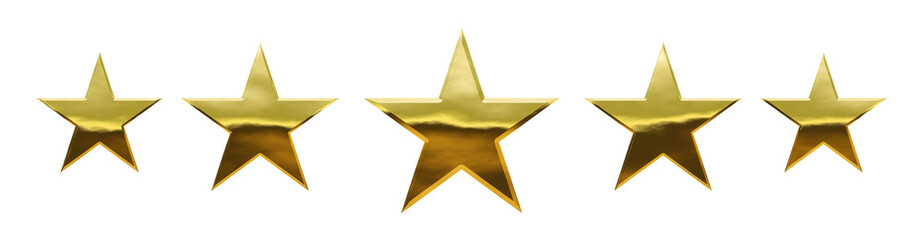 Golden 5 stars with gold bar effect, png file