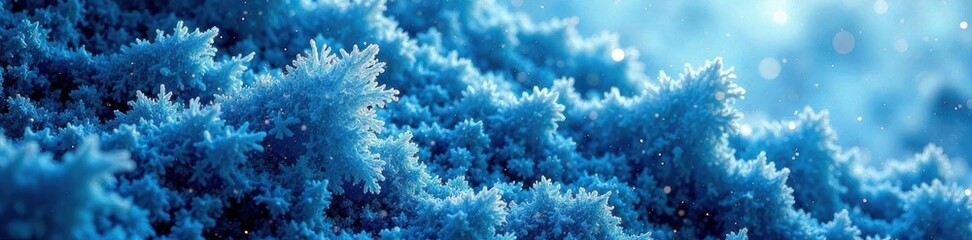 Dark blue glacial ice texture with snowflakes and frost , snowflake, frosty, glacial