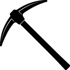 Pickaxe Silhouette in Black | Mining Tool Vector for Construction, Craft & Survival
