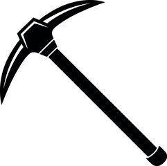 Pickaxe Silhouette in Black | Mining Tool Vector for Construction, Craft & Survival