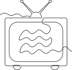 one line art television vector illustration. line art, one continuous line, simple, hand drawn and sketch style. for icons, symbols, signs or logos. PNG