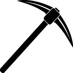 Pickaxe Silhouette in Black | Mining Tool Vector for Construction, Craft & Survival