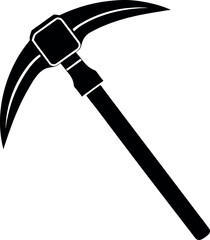 Pickaxe Silhouette in Black | Mining Tool Vector for Construction, Craft & Survival
