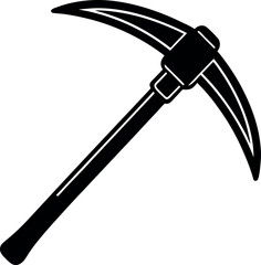 Pickaxe Silhouette in Black | Mining Tool Vector for Construction, Craft & Survival